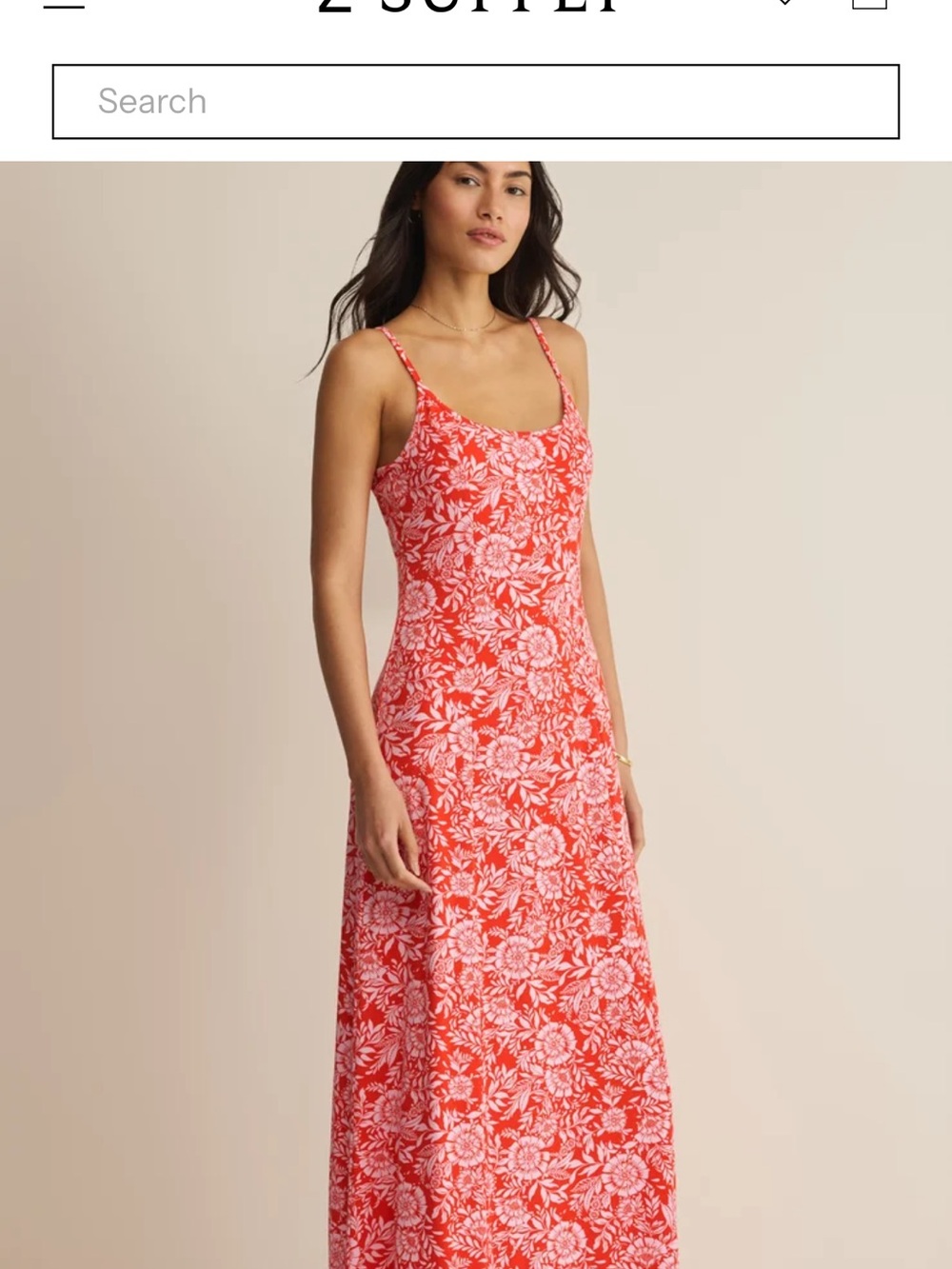 Z Supply Coral Floral Slip Maxi Dress